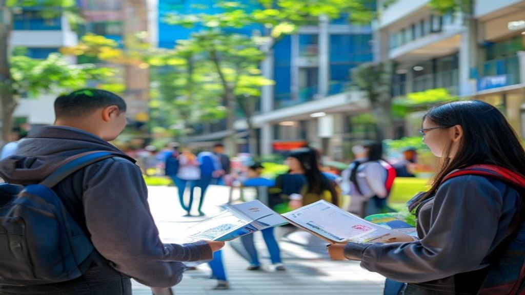 Tim profesional menyebar brosur kampus ke mahasiswa, meningkatkan visibilitas program studi dan acara kampus.