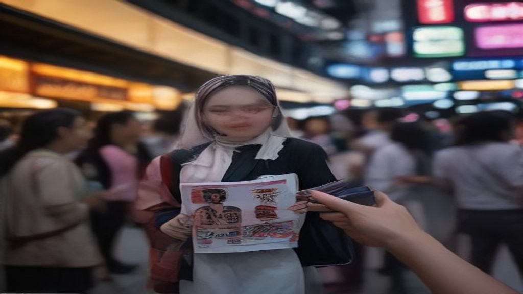 SPG promosi profesional dengan seragam menarik meningkatkan kesadaran merek produk.
