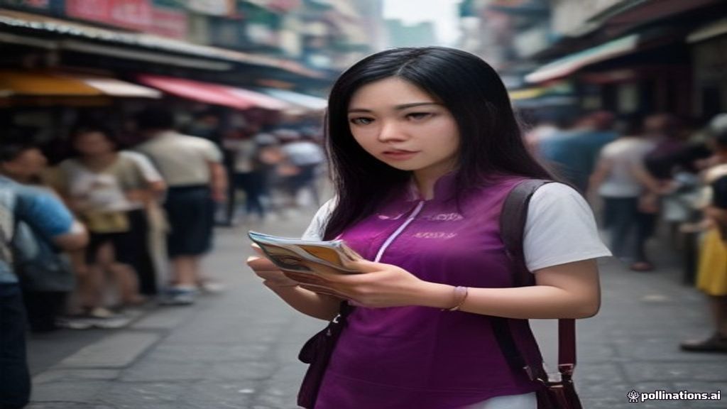 Petugas membagikan flyer promosi bisnis kepada pejalan kaki di kawasan Cengkareng Jakarta Barat.