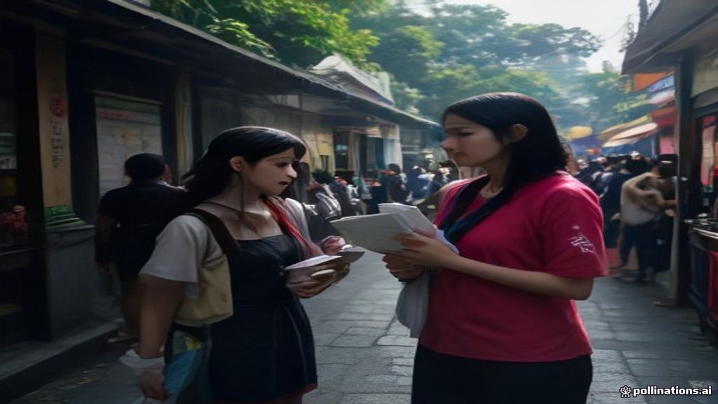 Petugas membagikan flyer promosi bisnis secara strategis di area Kebon Jeruk Jakarta Barat.
